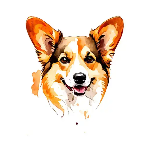 Corgi Western Tattoo Design