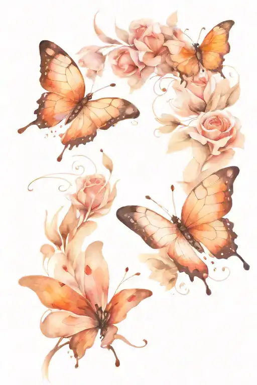 Rose Orange Butterfly Flying