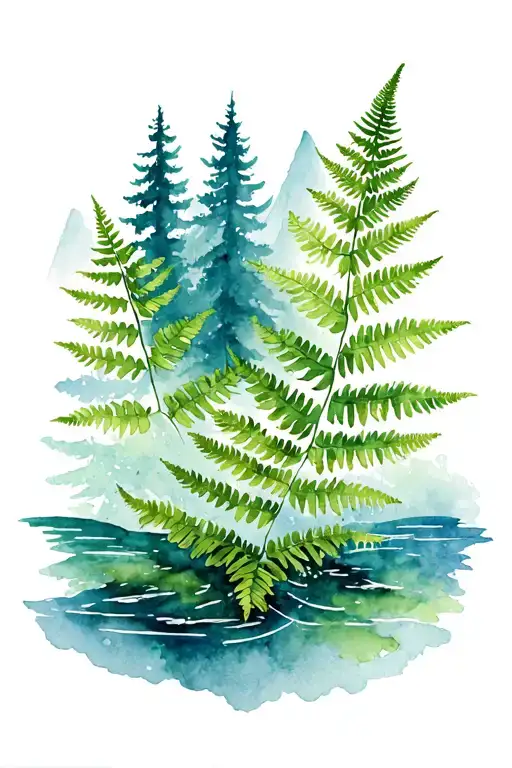 Ferns Trees Water Mountains