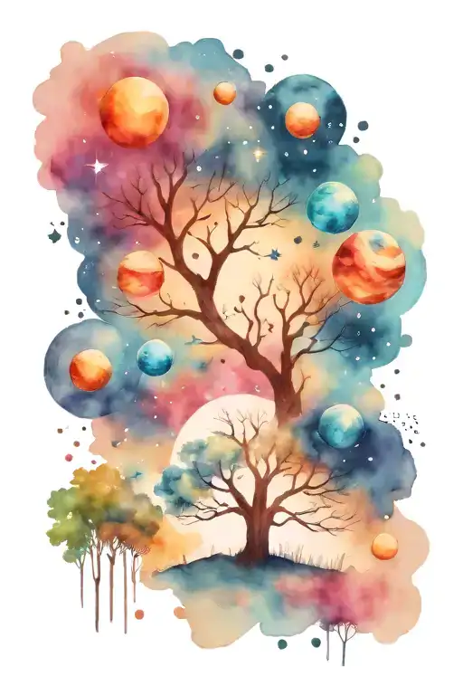 Tree And Planets And Stars