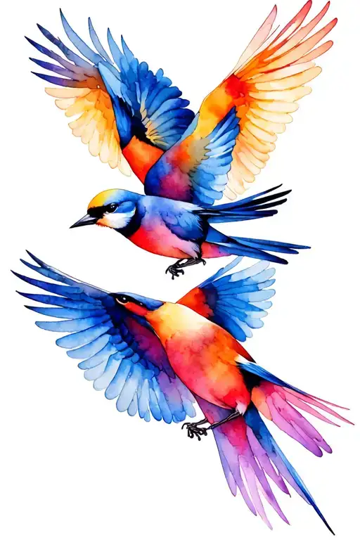 Three Little Birds Flying Together