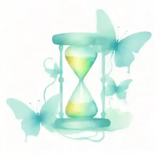 Hourglass With Butterfly And Awareness Ribbon