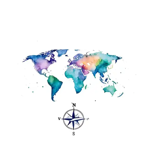 World Map Compass Plane