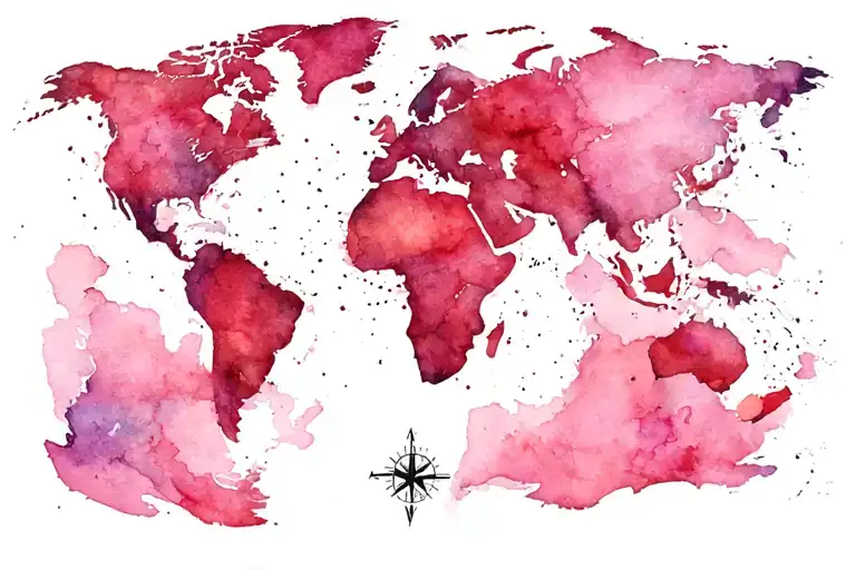 World Map Compass Plane