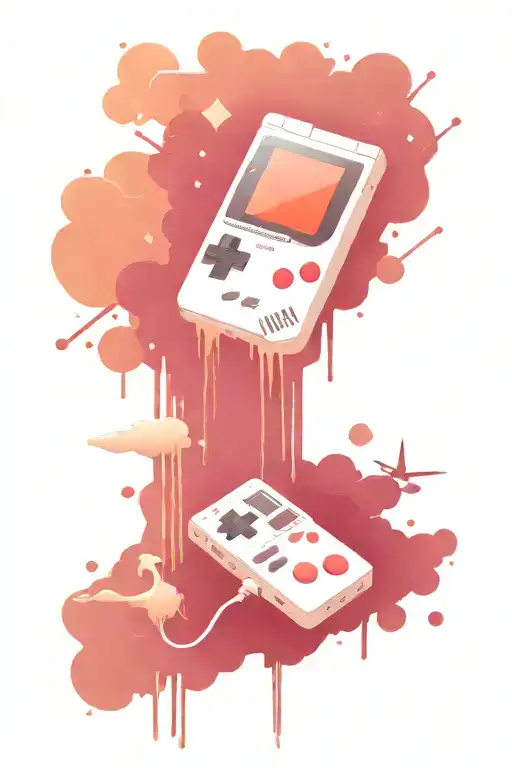 A Gameboy Console Surrounded By Retro Gaming Icons And Pixel Art Characters