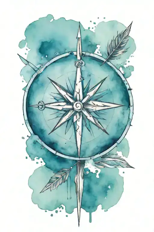 Compass With Arrow Incorporate Cancer Survivor Ribbon