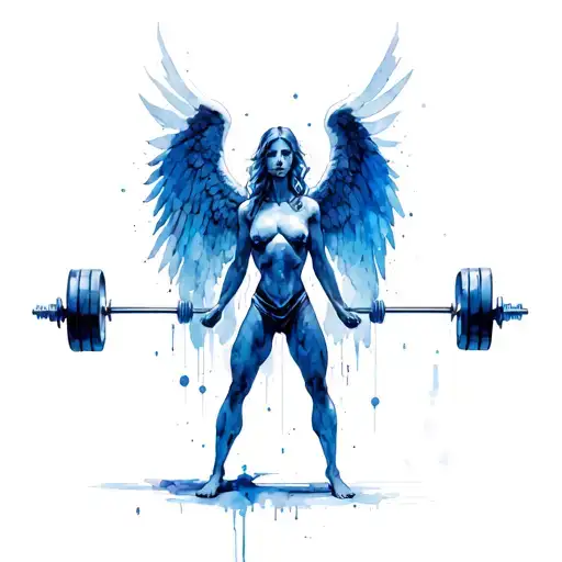 Futuristic Angel Dead Lifting Weights