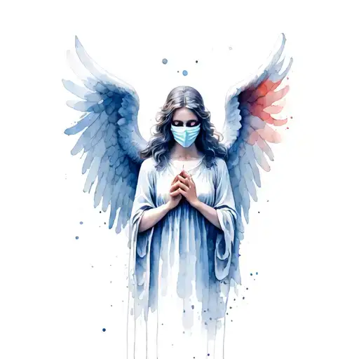 Angel In Mask With Reised Hands