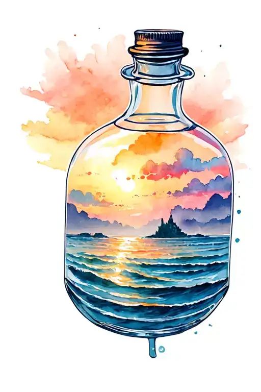 Bottle With Ocean Scene Inside