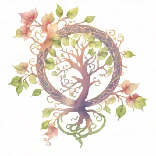 Tree Of Life Celtic Design Incorporating Elements