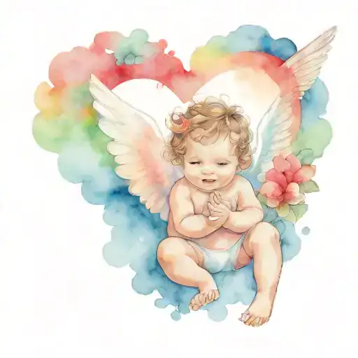 Baby Angel In A Heart Cloud With The Name Adrian