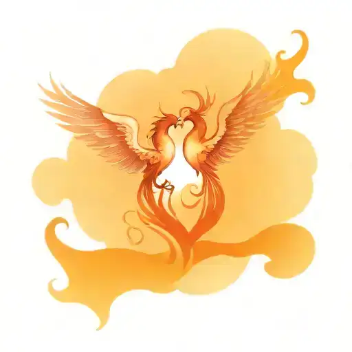 Couples Tattoo With Waves And Heart Rising Phoenix