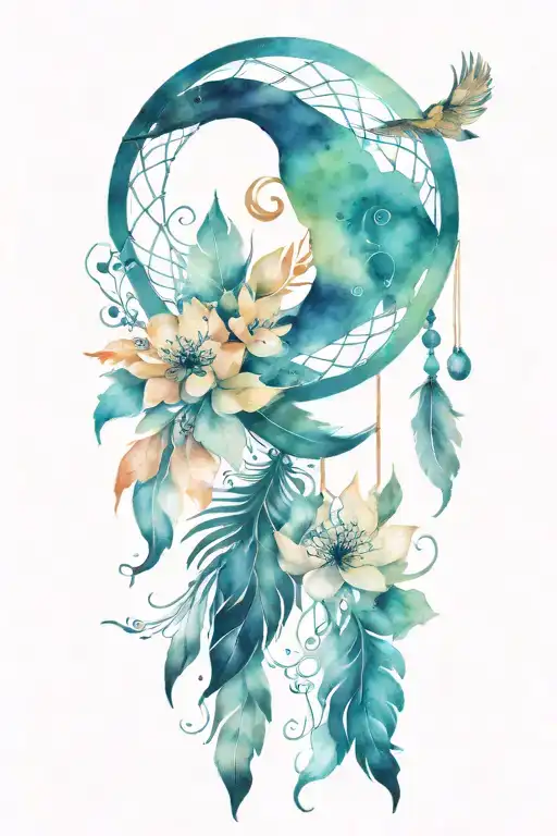 Dream Catcher Phoenix Flowers Intertwined Infinity Symbols