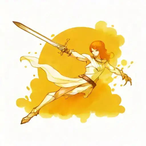 Samuria Holding A Sword Ready To Strike