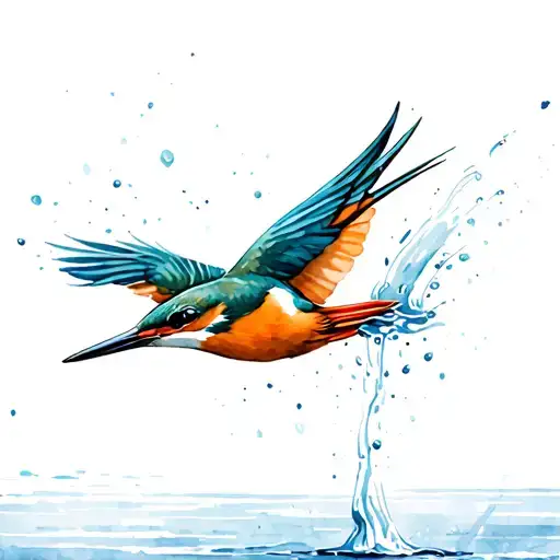 Kingfisher Diving Into Water