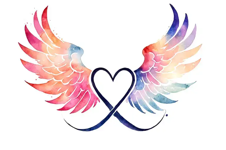 Infinity Heart Angel Wings Flying