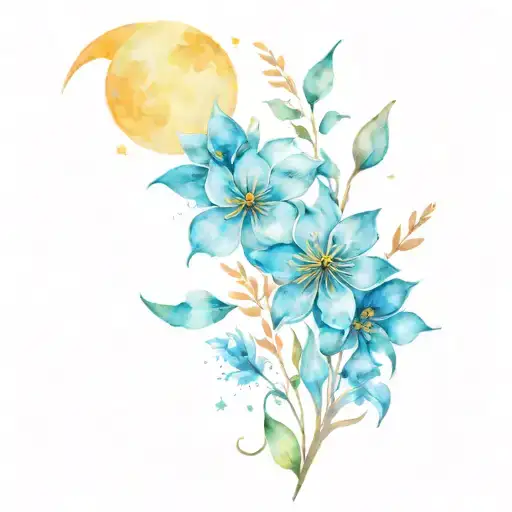 Moon And Stars And Flowers Long