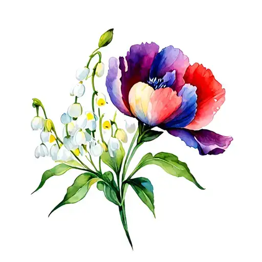 Peony Iris Lily Of The Valley Poppy Morning Glory Daffodil Pink Purple Red Yellow Blue White Green