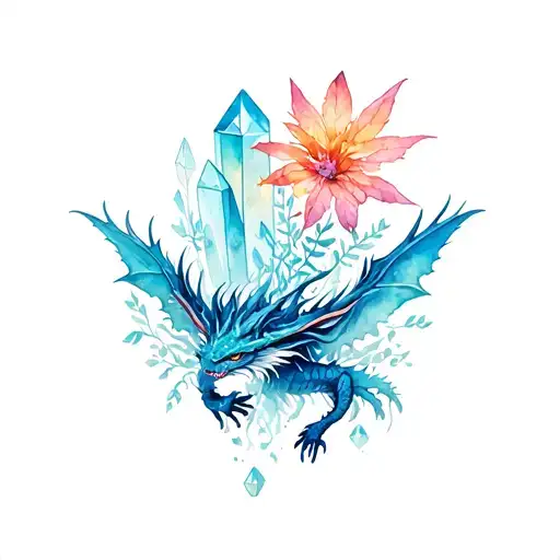 Dragon Flying Plants Crystals Growing