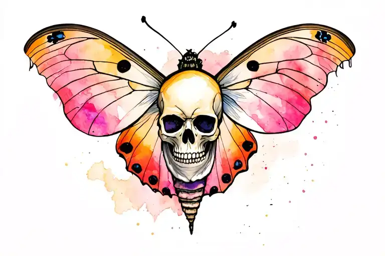 Skull Inside Moth Wings