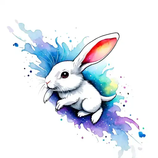 White Rabbit Falling Into Space Themed