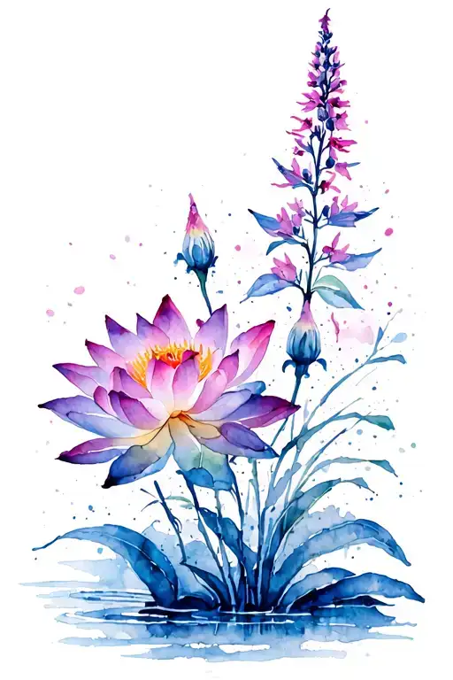 Fireweed And Lotus Flower