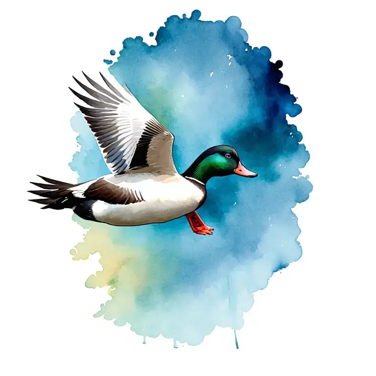 Flying Pintail Duck In Sky