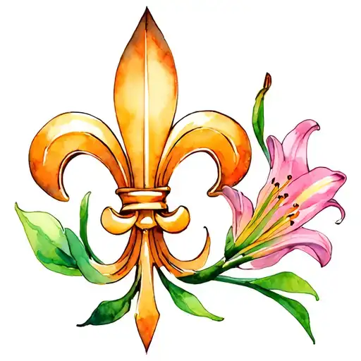 Fleur-de-lis Symbol And 2 Lillies