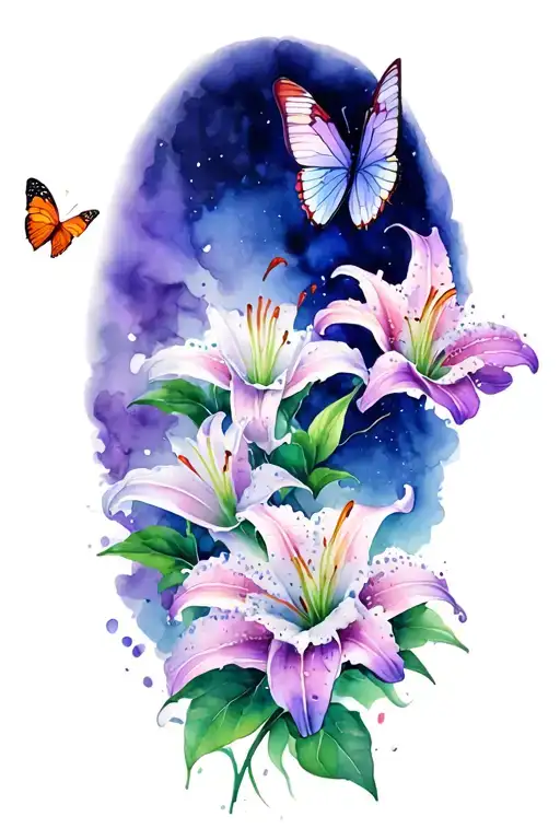 Stargazer Lilly And Butterflies Fluttering