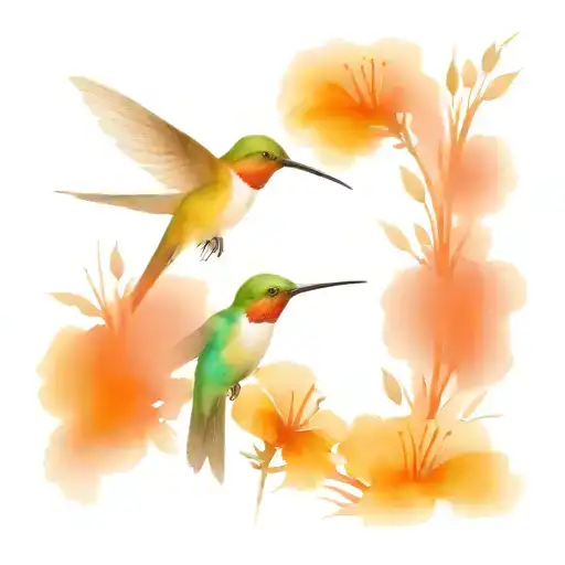 Wildflowers With Hummingbird Flying