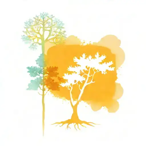 Solid Outline Of A Skinny Tree That's Over A Large Snowflake