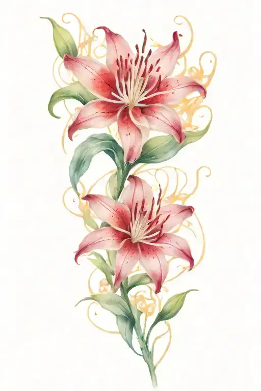 Spider Lily Flower And Lotus Flower