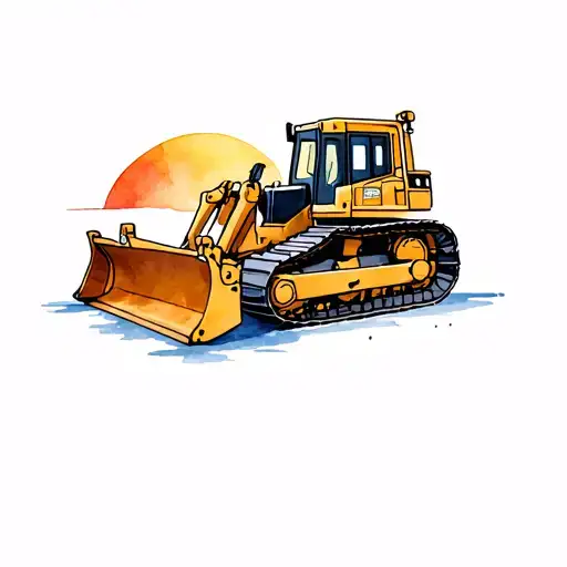 Bulldozer With Background Sunset
