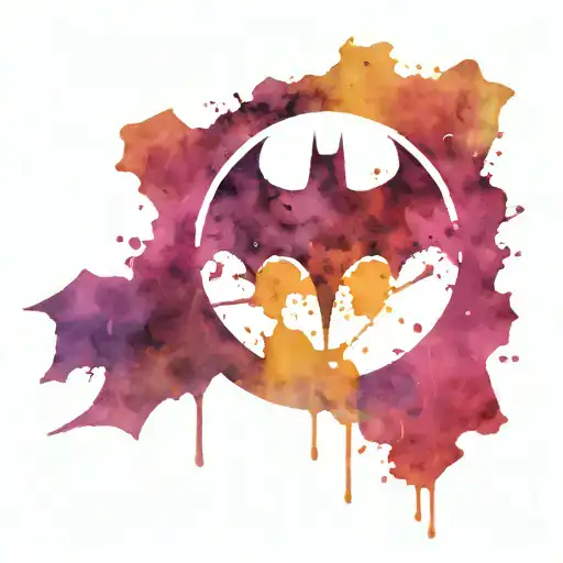Batman Symbol Filled With Water Colour Splashes