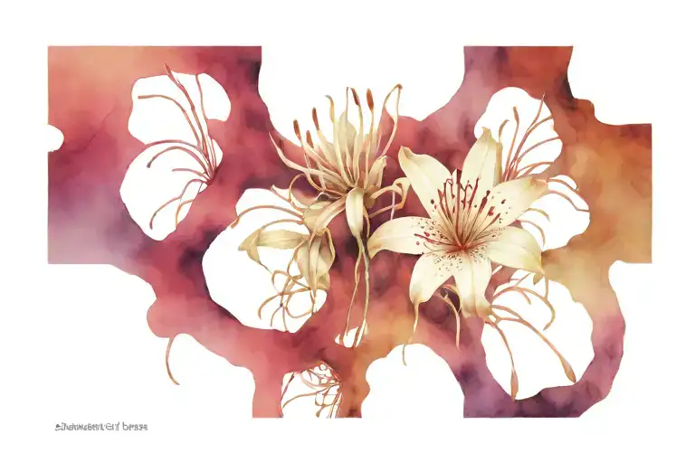 Chemical Structure And Spider Lilies Intertwined Representing