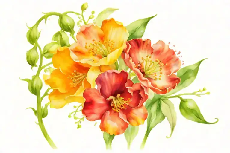 Lily Of The Valley Poppy And Rose Intertwined