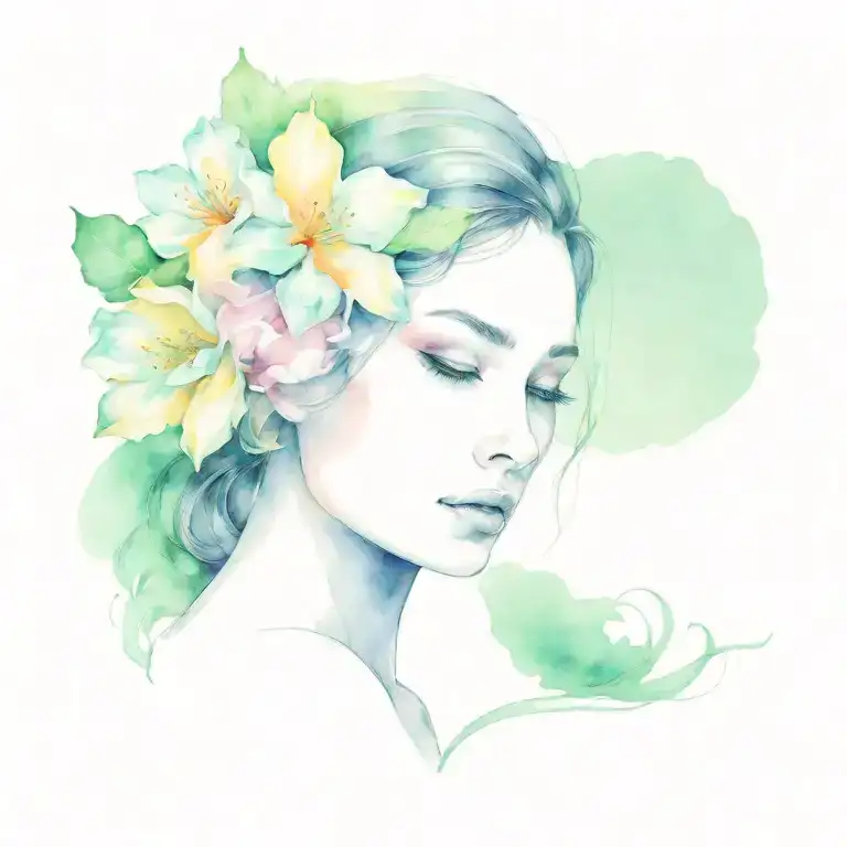 Woman Face And Flower