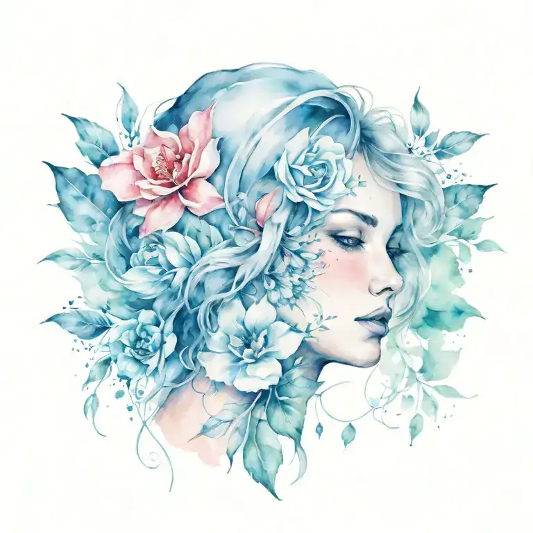 Woman Face And Flower