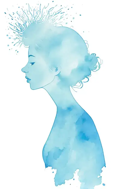 Side Profile Female Face With Yarn Exploding From Top It