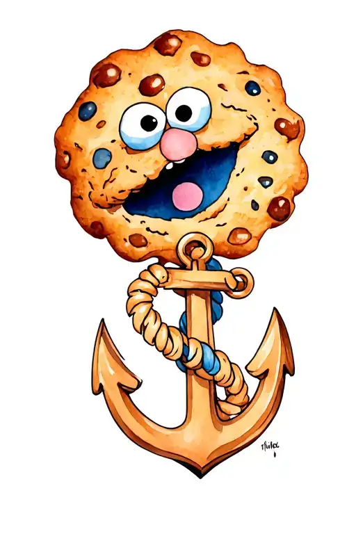 Cookie Monster With An Anchor Intertwined