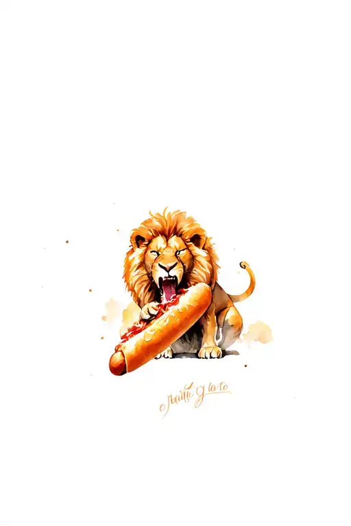 Enraged Lion Eating Hot Dog