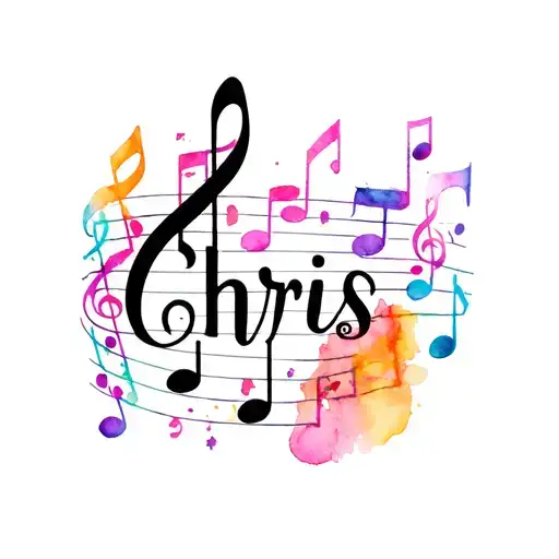 Music Notes Intertwined Name Chris