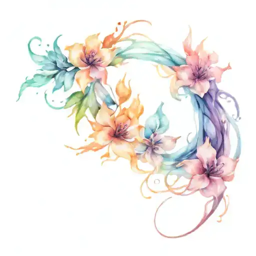 Fire Water Earth Wind Elements Intertwined