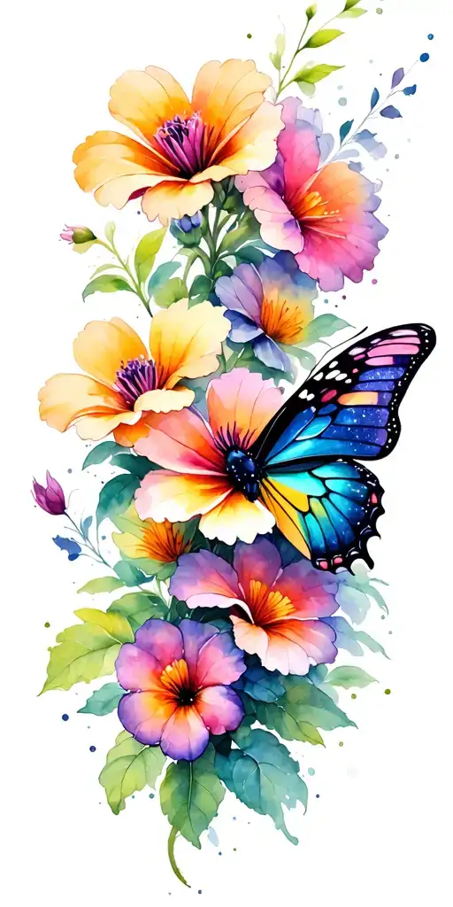 Poisonous Flowers With A Cosmic Butterfly