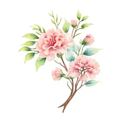 Carnations Flowers Tree Intertwined