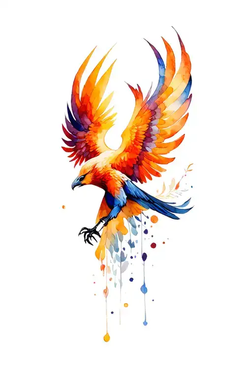 Phoenix Bird With Open Wings Spread