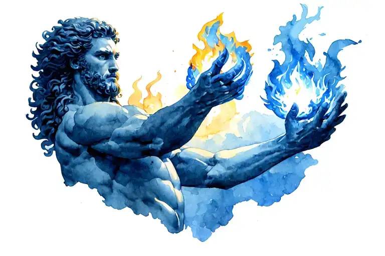 Prometheus Looking Straight Ahead With The Fire In Hand