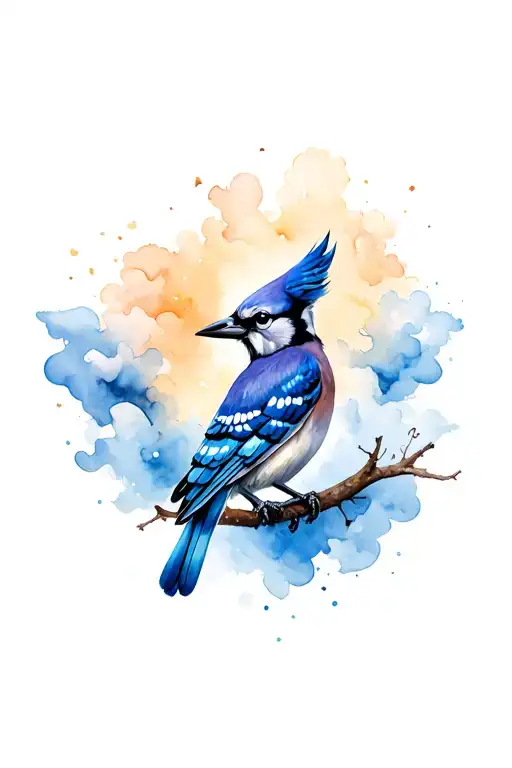 Blue Jay In Heaven With Clouds