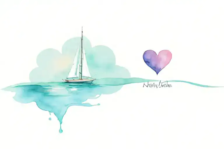 Sailboat On The Water With The Sail In A Shape Of A Heart