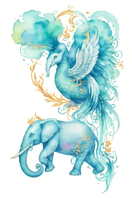 Phoenix And Elephant Surrounded